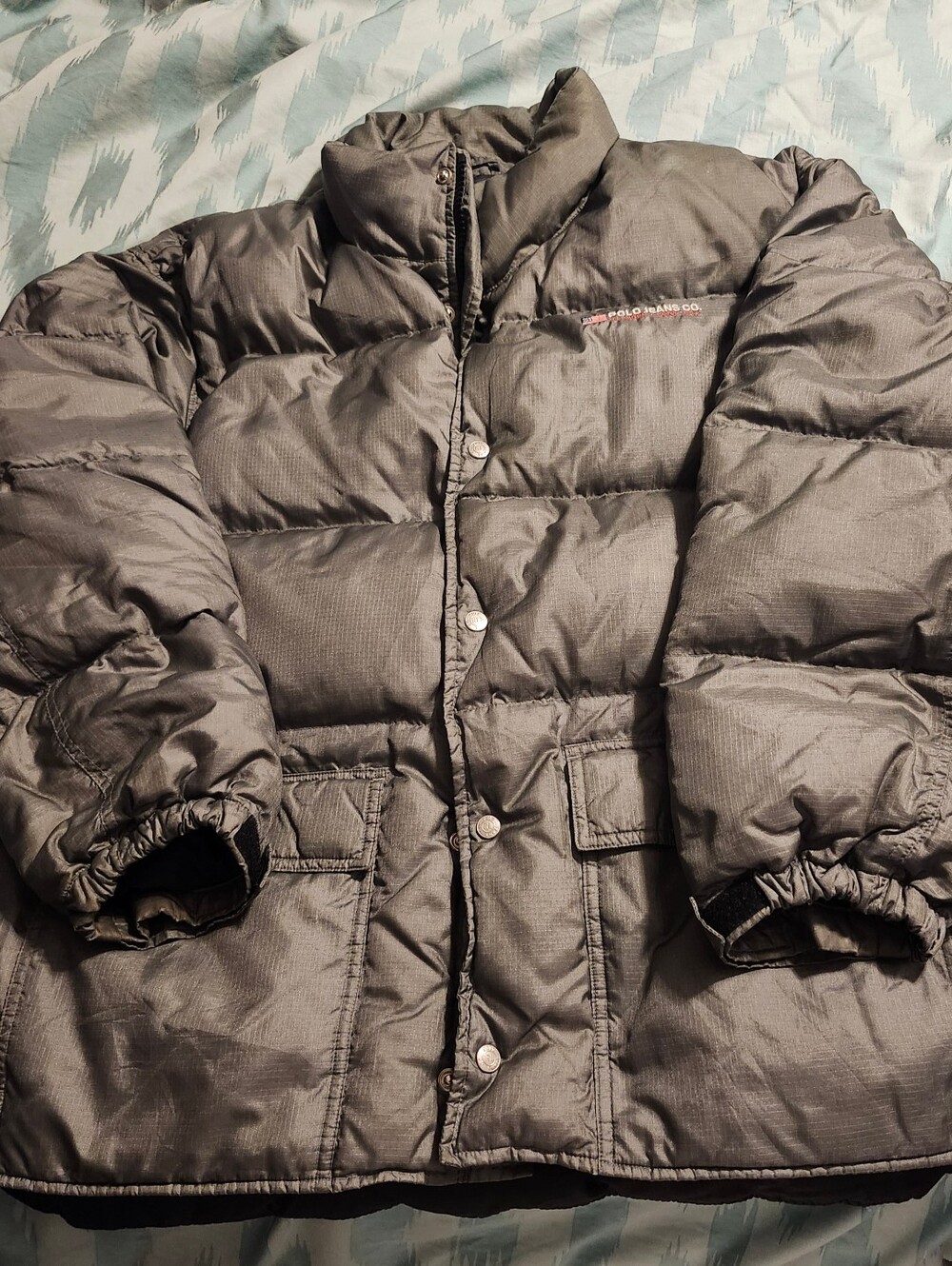 Polo Jeans Co. Ralph Lauren Down Puffer Silver Jacket Men's Size Large